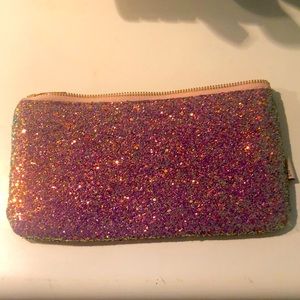 Pink glitter makeup pouch Y2K